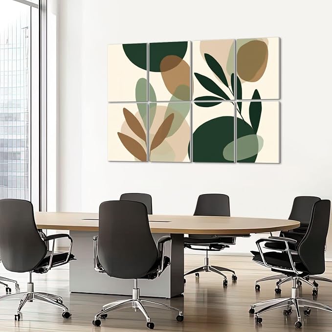 8 Pack Art Acoustic Panels Sound Absorbing Boho Botanical Leaf Orange Green - Image 7