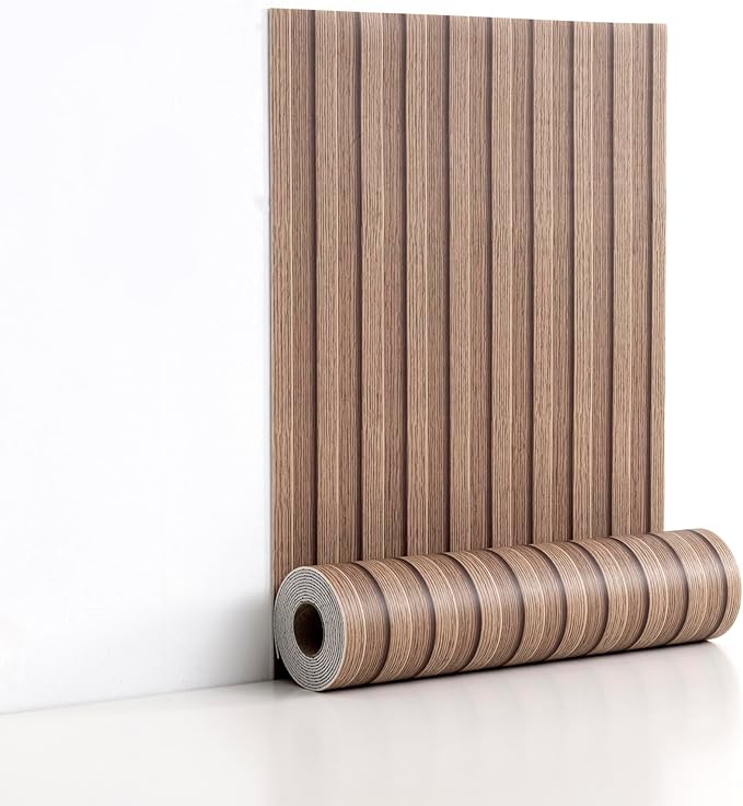 Peel and Stick PVC Slat Wall Panels, Wood Grain Self-Adhesive Soundproof by LVSHI