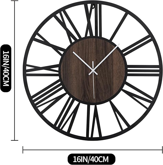 LEIKE Large Wall Clocks, Non Ticking, Battery Operated Rustic Round Modern Big - Image 3