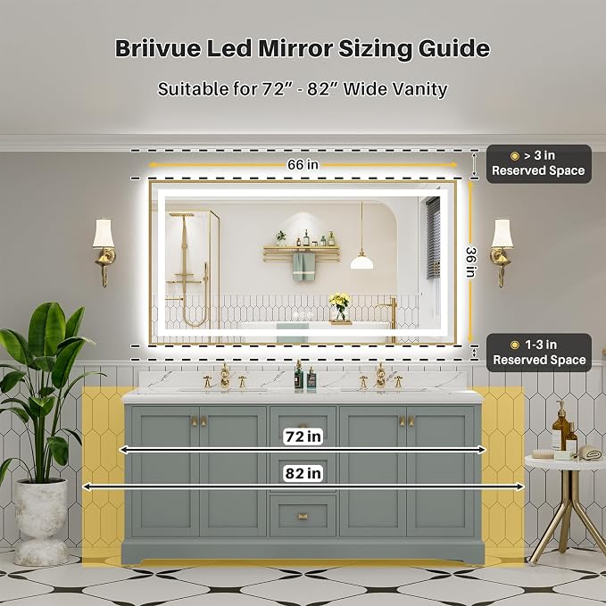66x36 Inch LED Bathroom Mirror - Image 2