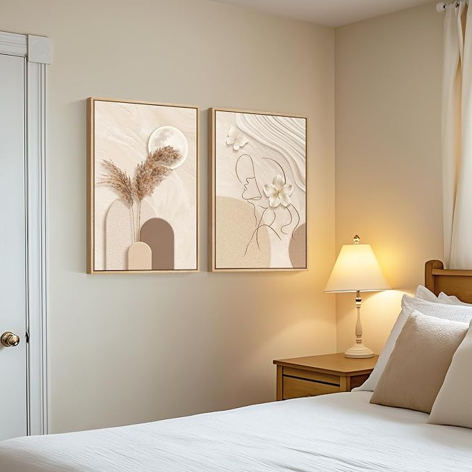 Framed Neutral Abstract Wall Art - Image 2