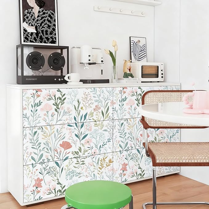 Froluya Floral Peel and Stick Wallpaper Boho Floral Contact Paper 16.9" x - Image 8