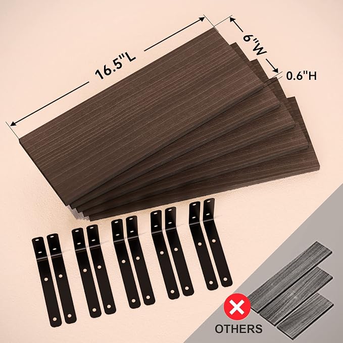 RICHER HOUSE Floating Shelves for Wall Décor, Rustic Wood Wall Mounted Shelves - Image 3