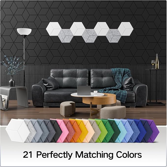 22 Pack Self-Adhesive Acoustic Panels 12" X 10" X 0.4" - Image 6