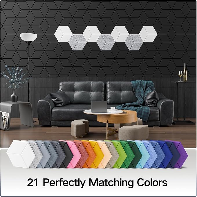 18 Pack Self-Adhesive Acoustic Panels 12" X 10" X 0.4" - Image 6