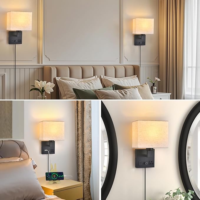 Bedside Wall Lamp for Bedroom, Plug in Wall Sconce - Image 6