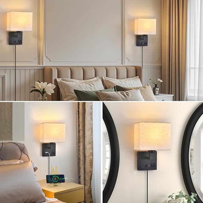 Bedside Wall Lamp for Bedroom, Plug in Wall Sconce - Image 4