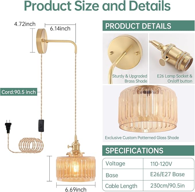 Shenmoyl Vintage Wall Sconce Wall Lamp - Image 3