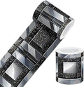IVN Wallpaper Border Peel and Stick Wall Black and Silver Mosaic Decorative by IVN