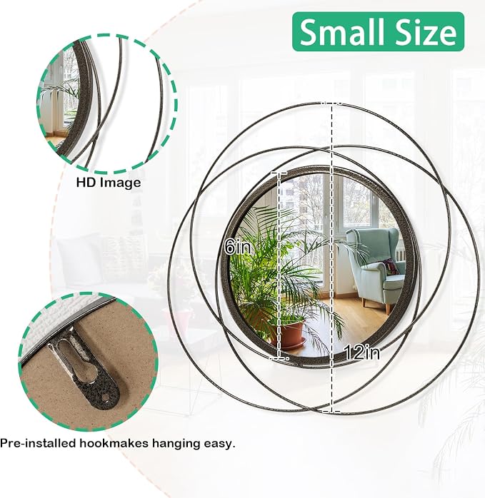 Circle Mirror Wall Decorative Metal Wall Mirror, Art Small Round Wall Home - Image 7