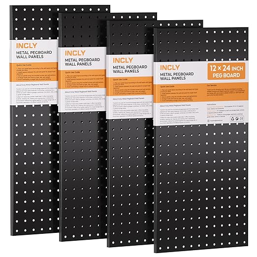 INCLY 4 Pack Peg Board, Peg Board Panels by INCLY