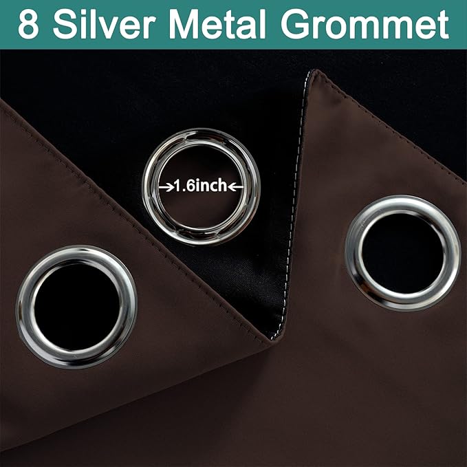 Yakamok Blackout Curtains 84 Inches Long, 2 Thick Layers Grommet Top Thermal - Image 5