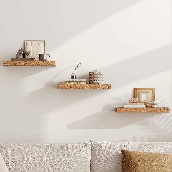 RALGEND Floating Shelves for Wall, 1.5" Thick Wall Shelf Set of 3 - Image 7