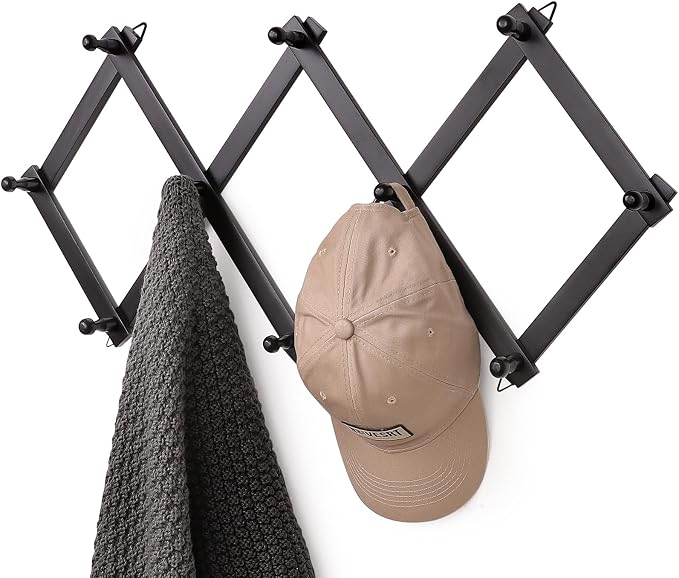 SCUNDA Wall Rack with 10 Hooks, Wooden Wall Expandable Coat Rack by SCUNDAHOME