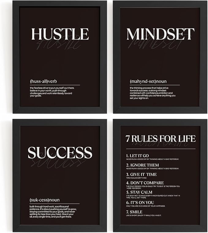 DSHFG Black Motivational Office Pictures Wall Decor Prints Set of 4, 8x10 by Unknown