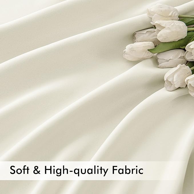 MIULEE Cream Back Tab Blackout Curtain 96 Inch Long 2 Panels Set - Image 6