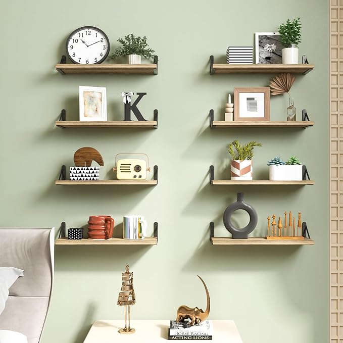 Fixwal Shelves for Room Wall, Width 4.7in Rustic Wood Wall Storage, Floating - Image 7