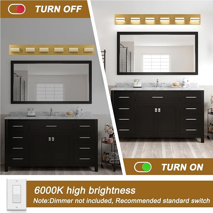 IZORRO LED Modern Bathroom Lights Fixtures, Brushed Glod Acrylic Wall Lighting - Image 5