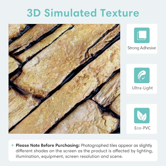 Commomy 3D Faux Stone Wall Panel Peel and Stick Wall Tiles - Image 3