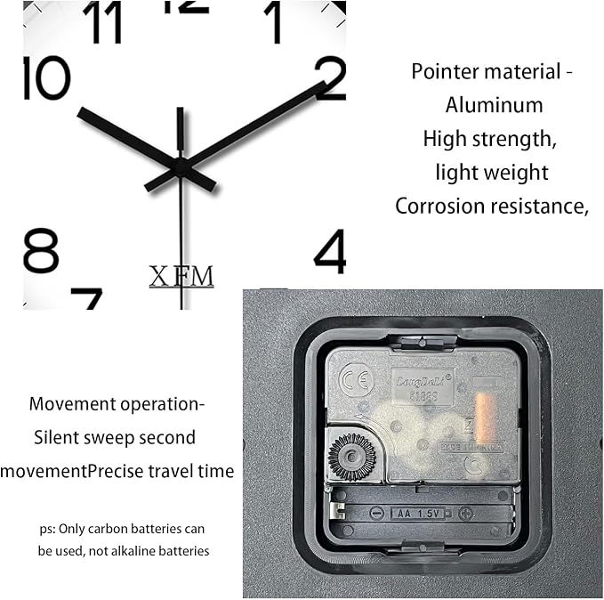 XFM Wall Clock 12 Inch Modern Small Wall Clocks Battery Operated Silent Non - Image 6