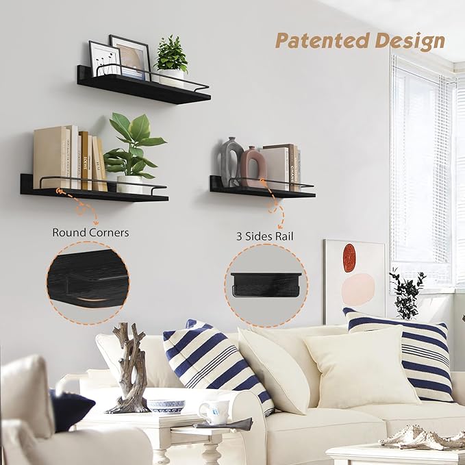 Forbena Black Floating Shelves for Wall, Bahtroom Wall Shelves Over Toilet - Image 4