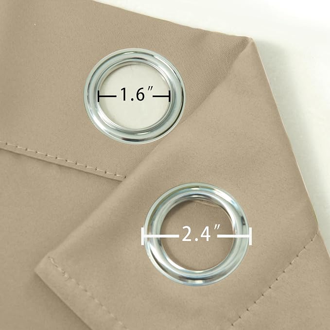 LEMOMO Beige Blackout Curtains 42 x 54 Inch Length Set of 2 Panels Grommet - Image 5