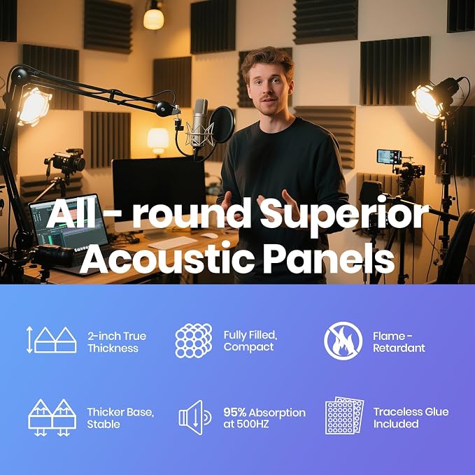 Focusound Acoustic Panels 24 Pack 2"x12"x12" - Image 6