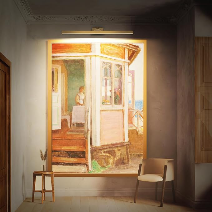 Afyuol Picture Lights for Wall, Brass Battery Operated Picture Light 24in Art - Image 8