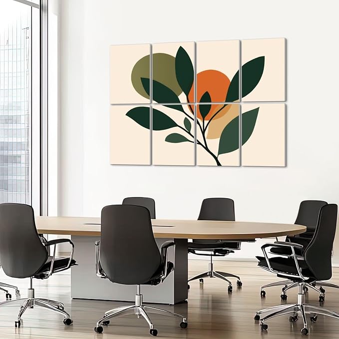 8 Pack Art Acoustic Panels Sound Absorbing Boho Botanical Leaf Orange Green - Image 7