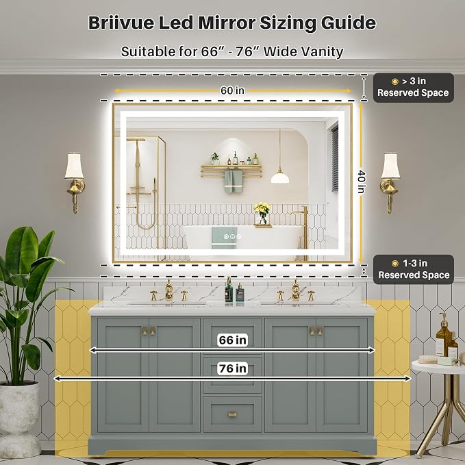 60x40 Inch LED Bathroom Mirror - Image 2