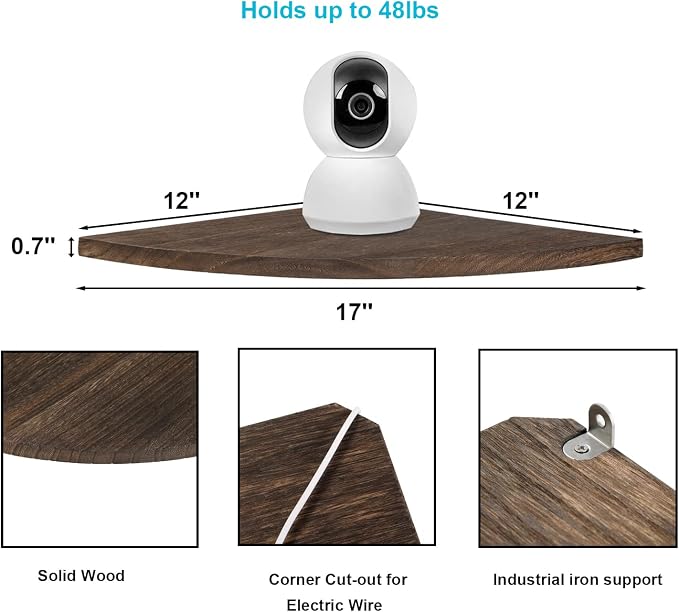 JORIKCHUO 12 inch Corner Wall Shelf, Round End Wall Mounted Floating Shelf - Image 3