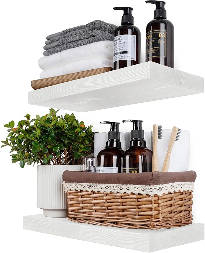 BGMG Wood Floating Shelves 18 inch, Solid Wood Wall Shelves by BGMG