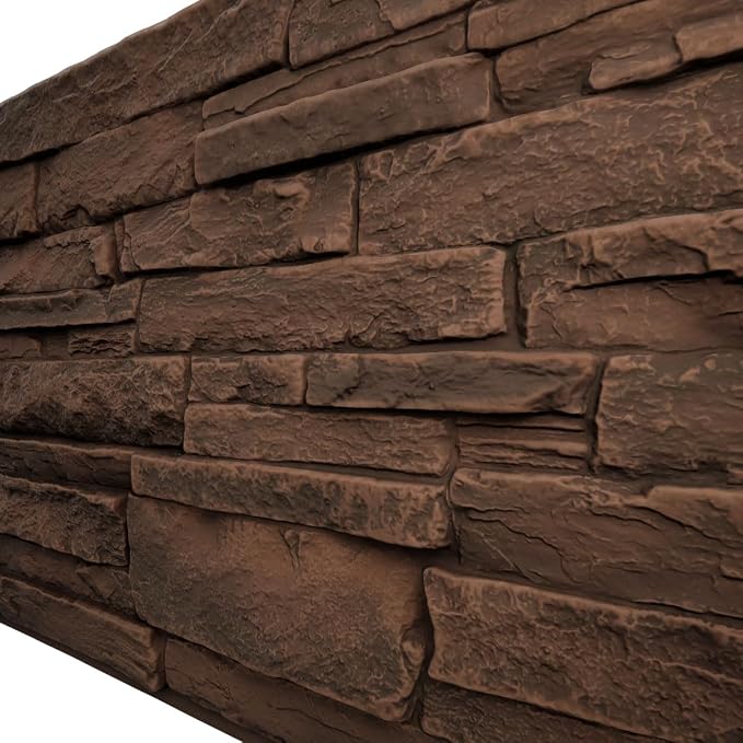 EverStone Acadia Ledge Faux Stone Panel, Weathered Brown Color - Image 7