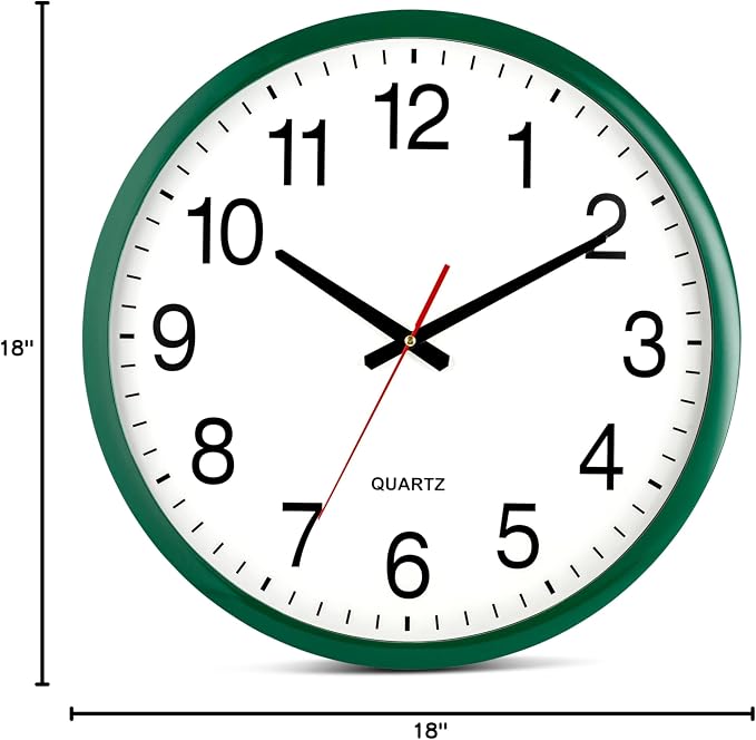 Bernhard Products Hunter Green Wall Clock Silent Non Ticking - Image 2