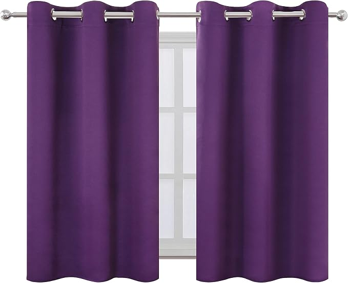 LEMOMO Purple Thermal Blackout Curtains/38 x 54 Inch/Set of 2 Panels Room - Image 2