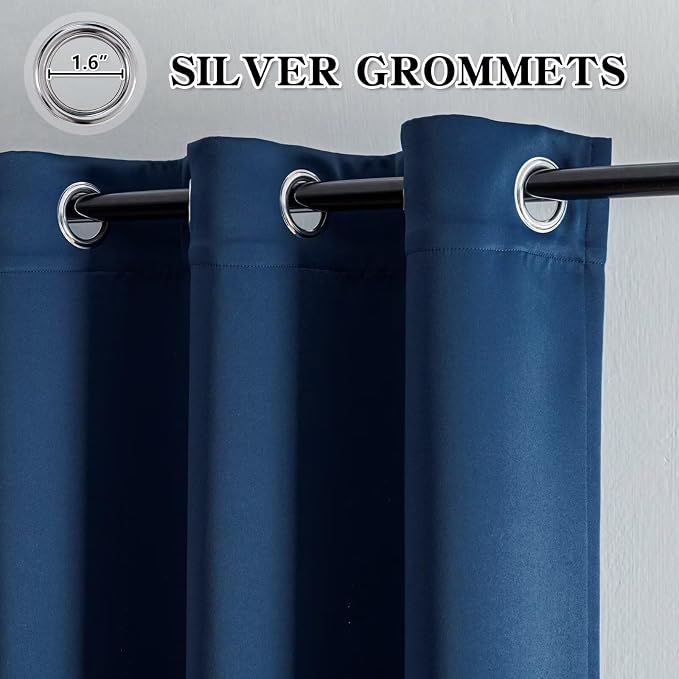 IGEMAEVE Navy Blue Blackout Curtains 96 Inch Length 2 Panels Set, Grommet - Image 3