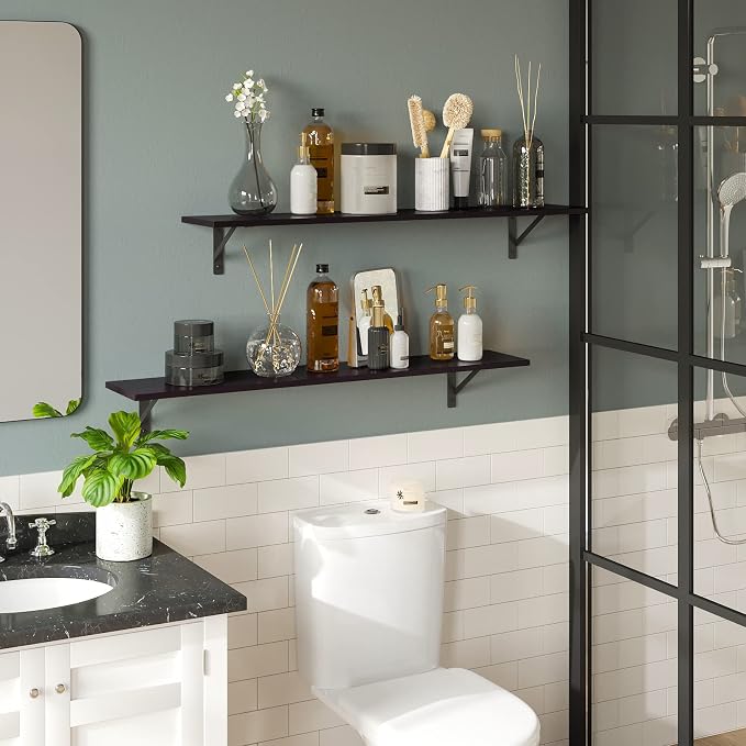 DINZI LVJ Long Wall Shelves, 39.4Inch Wall Mounted Shelves Set of 2, Extra - Image 5