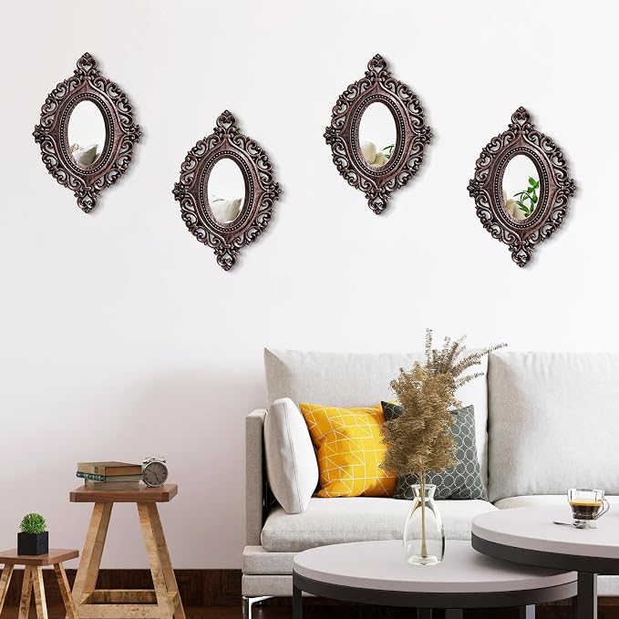 ZEXUIRU 4 Set. Rustic Wall Mirrors - Image 3