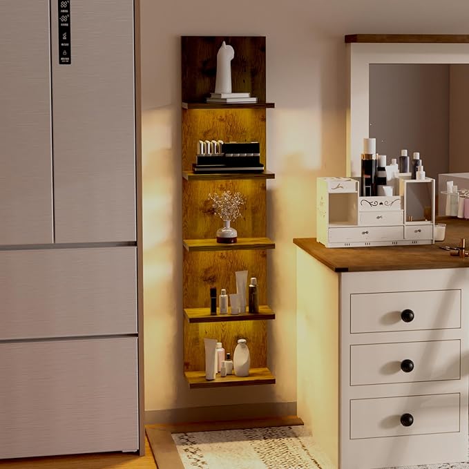 Homaterial 5 Tier Wall Shelf Unit, Modern Vertical Lack Wall Shelves - Image 6