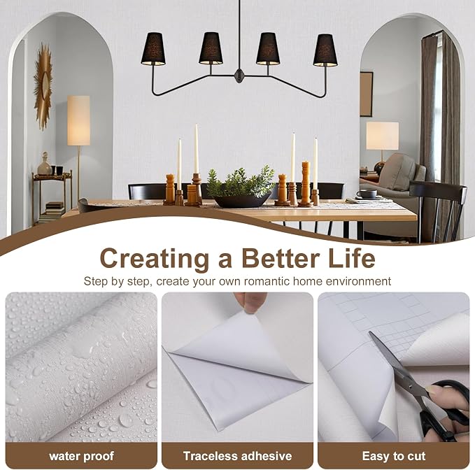 Beige Wallpaper Grasscloth Peel and Stick Wallpaper 15.7"x 1181" Fabric Contact - Image 8