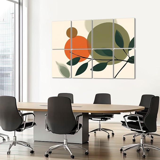 8 Pack Art Acoustic Panels Sound Absorbing Boho Botanical Leaf Orange Green - Image 7