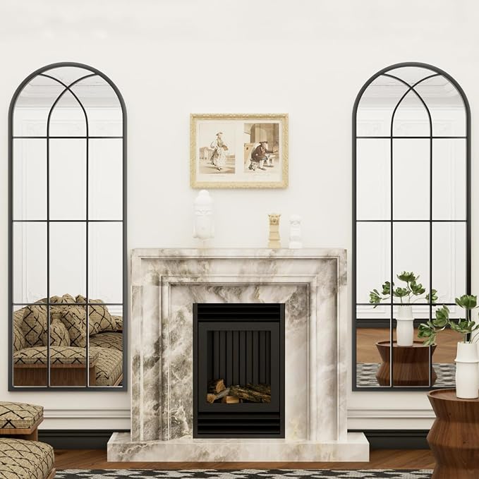 Dewfig 65"x 22" Arched Window pane Full Length Mirror, Wall Mirror, Floor - Image 4