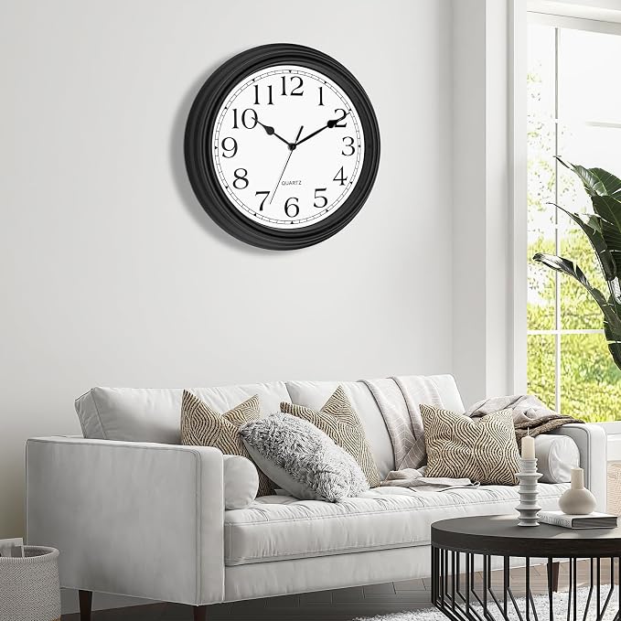 Foxtop 14 Inch Wall Clock Battery Operated Silent Non-Ticking Round Classic - Image 6