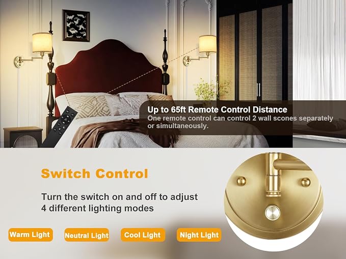 GOODATE Plug in Wall Sconces - Image 3