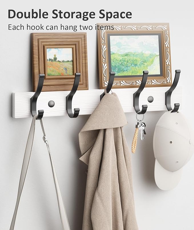 Optish Coat Rack Wall Mount, 16.5 Inches Wood Coat Hooks Wall Mount, Wall Coat - Image 3
