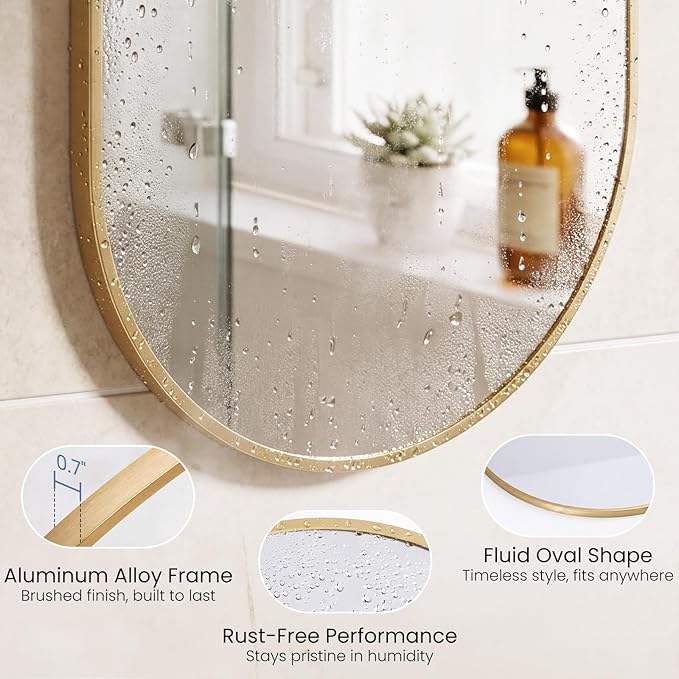 Sweetcrispy 24" x 36" Gold Bathroom Mirror - Image 4