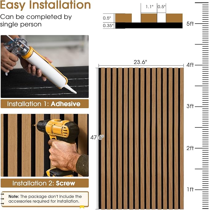 Acoustic Wood Wall Panels 2 Pack 47.6" x 23.6", Sound Proof Wooden Paneling - Image 5