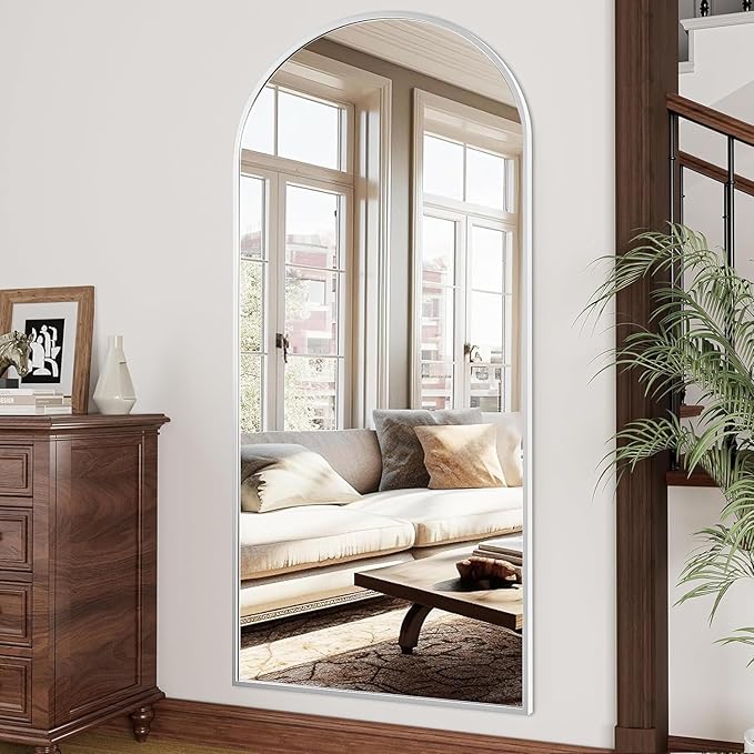 Rowjut Large 71"x30" Arched Full Length Mirror White Floor &Standing by Rowjut