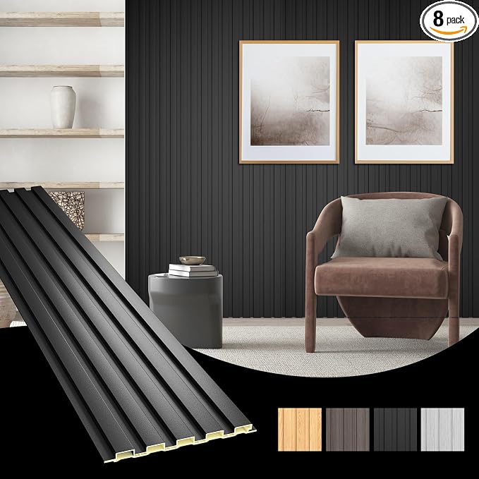 OUZUGIE WPC Acoustic Slat Wall Paneling, Living Room, TV Background, Study Room by OUZUGIE