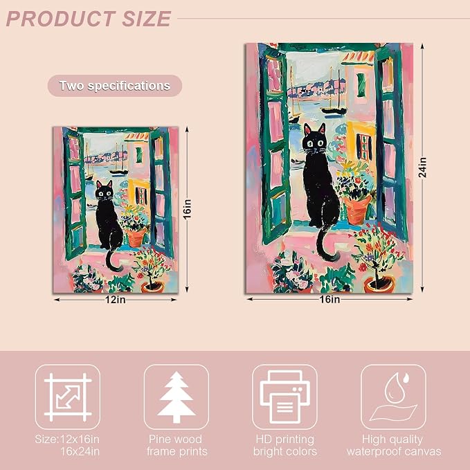 ALMLZL Henri Matisse Prints Open Window Black Cat Wall Art Modern Artwork Still - Image 2